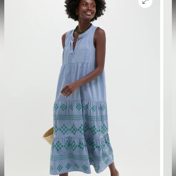 Tuckernuck Dresses & Skirts - TNUCK BEACH Emerald Embroidered Chambray Salty Paloma Caftan size large